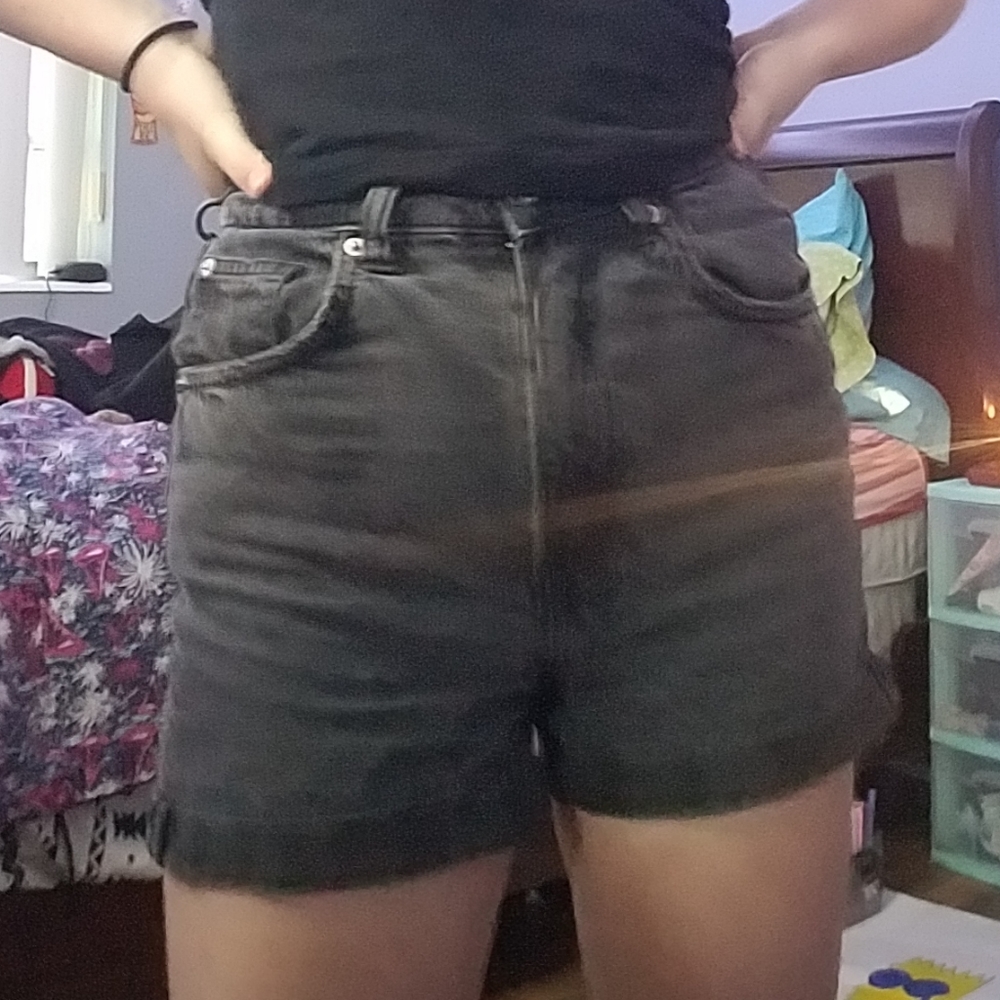 black high waisted mom shorts